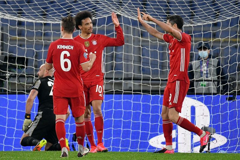 Leroy Sane celebrates after scoring